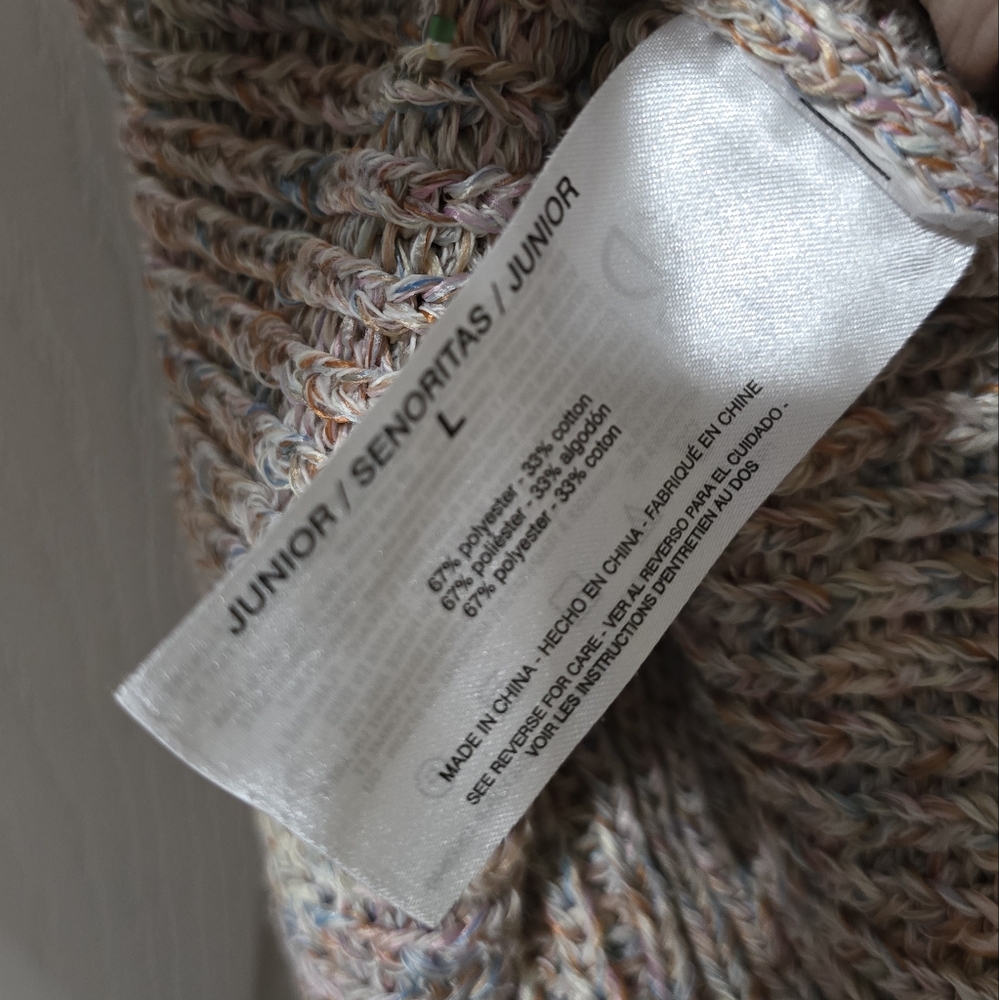 NWOT Ella Moss Cable Knit Sweater Tank Top/Vest, Tunic Length, Beige/Multicolor. - Picture 11 of 11